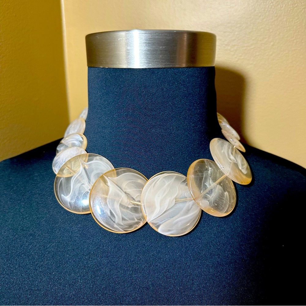 Vintage plastic necklace clear with beige tint